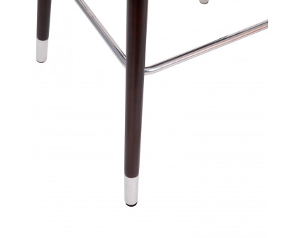 BLNK - Margo Commercial LeatherSoft Mid-Back Modern Bar Stool with Walnut Finish Beechwood Legs and Curved Back with Silver Accents