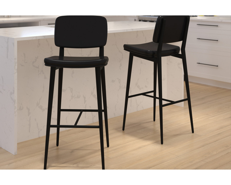 BLNK Kenzie Commercial LeatherSoft Mid-Back Bar Stools Set of 2