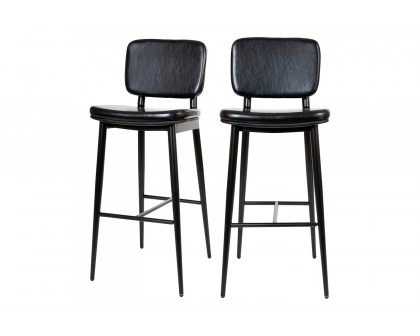 BLNK Kenzie Commercial LeatherSoft Mid-Back Bar Stools Set of 2 - Black