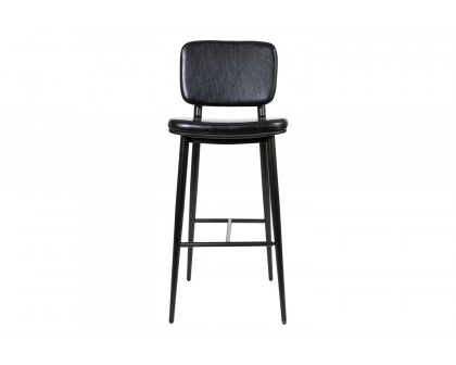 BLNK Kenzie Commercial LeatherSoft Mid-Back Bar Stools Set of 2 - Black