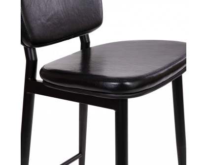 BLNK Kenzie Commercial LeatherSoft Mid-Back Bar Stools Set of 2 - Black