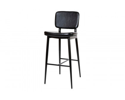 BLNK Kenzie Commercial LeatherSoft Mid-Back Bar Stools Set of 2 - Black