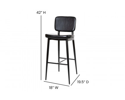 BLNK Kenzie Commercial LeatherSoft Mid-Back Bar Stools Set of 2 - Black