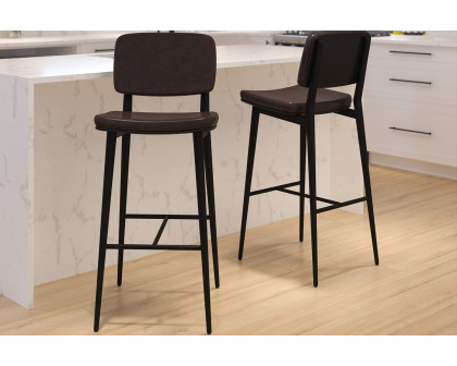 BLNK Kenzie Commercial LeatherSoft Mid-Back Bar Stools Set of 2