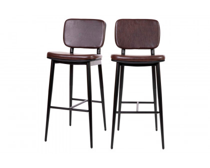 BLNK Kenzie Commercial LeatherSoft Mid-Back Bar Stools Set of 2 - Brown