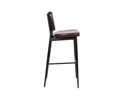 BLNK Kenzie Commercial LeatherSoft Mid-Back Bar Stools Set of 2 - Brown