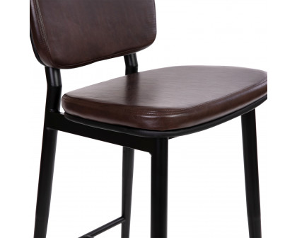 BLNK Kenzie Commercial LeatherSoft Mid-Back Bar Stools Set of 2 - Brown