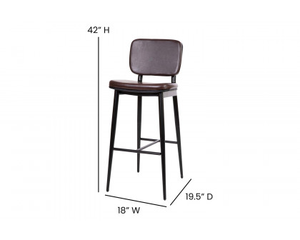 BLNK Kenzie Commercial LeatherSoft Mid-Back Bar Stools Set of 2 - Brown