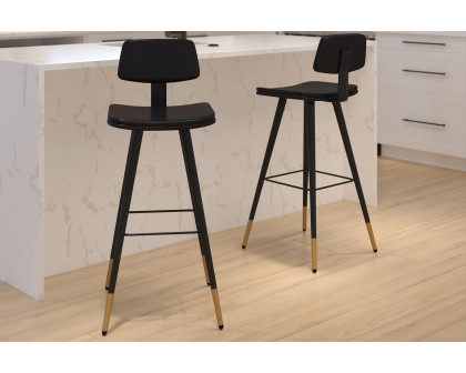 BLNK Kora Commercial LeatherSoft Low Back Bar Stools Set of 2