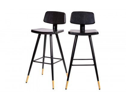 BLNK Kora Commercial LeatherSoft Low Back Bar Stools Set of 2 - Black