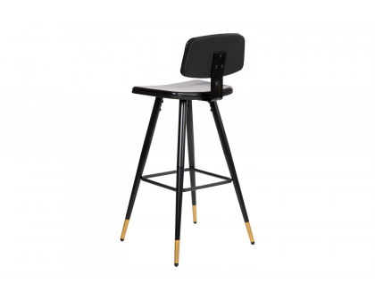 BLNK Kora Commercial LeatherSoft Low Back Bar Stools Set of 2 - Black