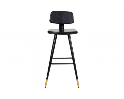 BLNK Kora Commercial LeatherSoft Low Back Bar Stools Set of 2 - Black