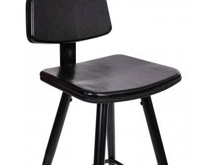 BLNK Kora Commercial LeatherSoft Low Back Bar Stools Set of 2 - Black