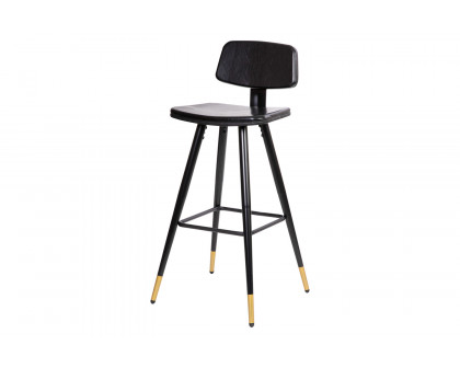 BLNK Kora Commercial LeatherSoft Low Back Bar Stools Set of 2 - Black