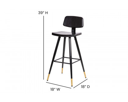 BLNK Kora Commercial LeatherSoft Low Back Bar Stools Set of 2 - Black