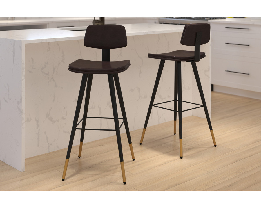 BLNK Kora Commercial LeatherSoft Low Back Bar Stools Set of 2