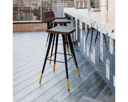 BLNK™ Kora Commercial LeatherSoft Low Back Bar Stools Set of 2 - Brown