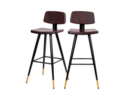 BLNK™ Kora Commercial LeatherSoft Low Back Bar Stools Set of 2 - Brown