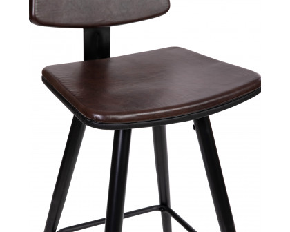 BLNK™ Kora Commercial LeatherSoft Low Back Bar Stools Set of 2 - Brown