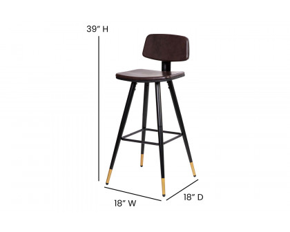 BLNK™ Kora Commercial LeatherSoft Low Back Bar Stools Set of 2 - Brown