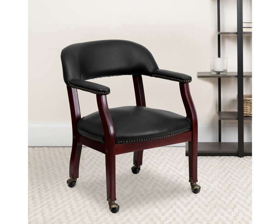 BLNK Sarah Vinyl Luxurious Conference Chair with Accent Nail Trim and Casters