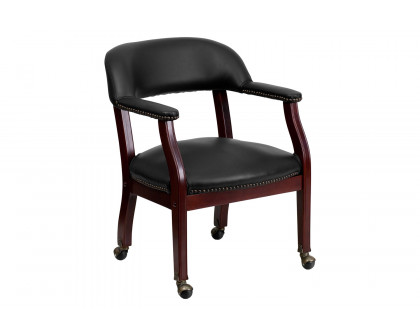 BLNK™ Sarah Vinyl Luxurious Conference Chair with Accent Nail Trim and Casters - Black