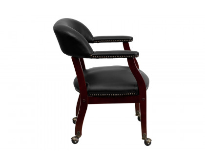 BLNK™ Sarah Vinyl Luxurious Conference Chair with Accent Nail Trim and Casters - Black