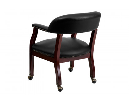 BLNK™ Sarah Vinyl Luxurious Conference Chair with Accent Nail Trim and Casters - Black