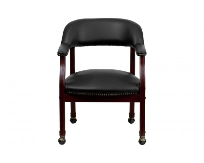 BLNK™ Sarah Vinyl Luxurious Conference Chair with Accent Nail Trim and Casters - Black