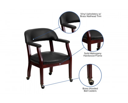 BLNK™ Sarah Vinyl Luxurious Conference Chair with Accent Nail Trim and Casters - Black