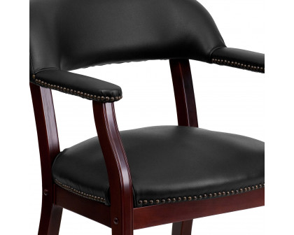 BLNK™ Sarah Vinyl Luxurious Conference Chair with Accent Nail Trim and Casters - Black