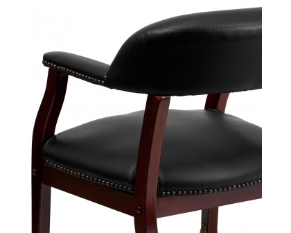 BLNK™ Sarah Vinyl Luxurious Conference Chair with Accent Nail Trim and Casters - Black