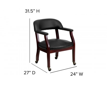 BLNK™ Sarah Vinyl Luxurious Conference Chair with Accent Nail Trim and Casters - Black