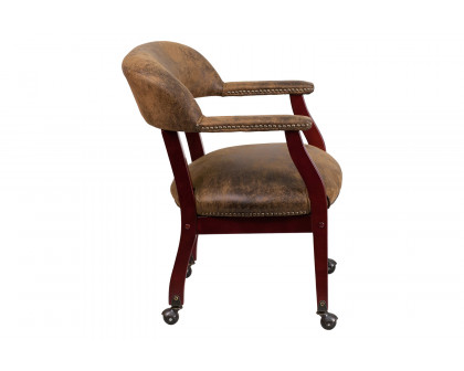 BLNK Sarah Suede Luxurious Conference Chair with Accent Nail Trim and Casters - Brown