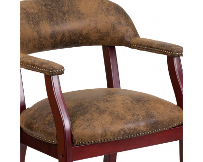 BLNK Sarah Suede Luxurious Conference Chair with Accent Nail Trim and Casters - Brown