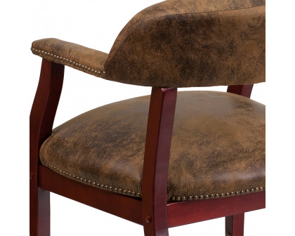 BLNK Sarah Suede Luxurious Conference Chair with Accent Nail Trim and Casters - Brown