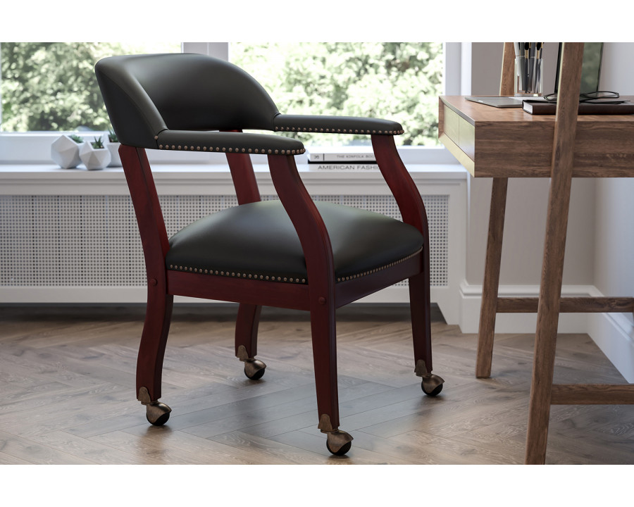 BLNK Diamond LeatherSoft Conference Chair with Accent Nail Trim and Casters