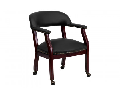 BLNK™ Diamond LeatherSoft Conference Chair with Accent Nail Trim and Casters - Black