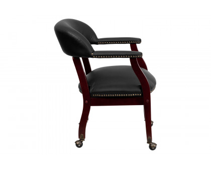 BLNK™ Diamond LeatherSoft Conference Chair with Accent Nail Trim and Casters - Black