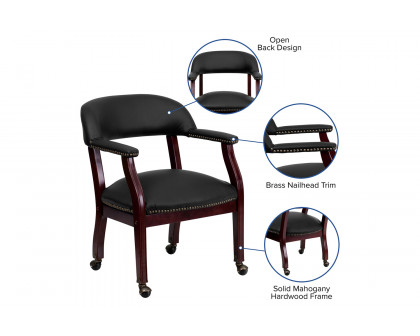 BLNK™ Diamond LeatherSoft Conference Chair with Accent Nail Trim and Casters - Black