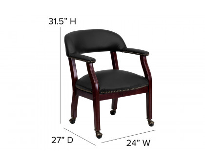 BLNK™ Diamond LeatherSoft Conference Chair with Accent Nail Trim and Casters - Black