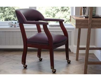 BLNK Diamond LeatherSoft Conference Chair with Accent Nail Trim and Casters