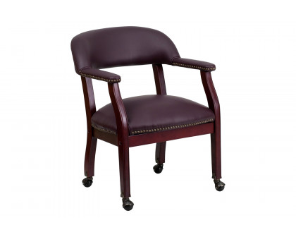 BLNK™ Diamond LeatherSoft Conference Chair with Accent Nail Trim and Casters - Burgundy