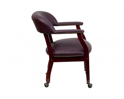 BLNK™ Diamond LeatherSoft Conference Chair with Accent Nail Trim and Casters - Burgundy