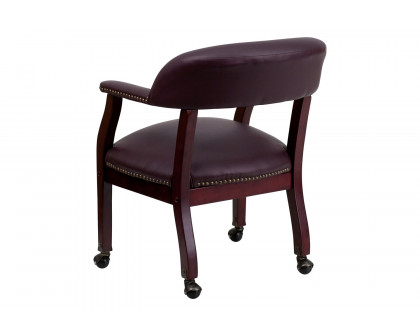 BLNK™ Diamond LeatherSoft Conference Chair with Accent Nail Trim and Casters - Burgundy