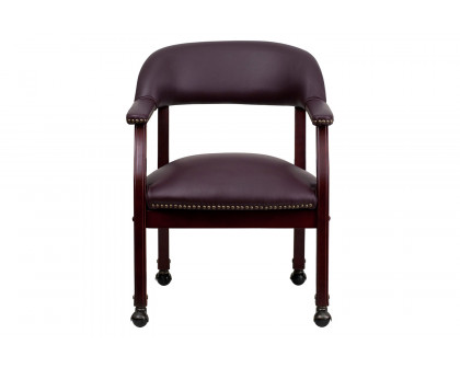 BLNK™ Diamond LeatherSoft Conference Chair with Accent Nail Trim and Casters - Burgundy