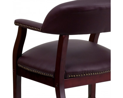 BLNK™ Diamond LeatherSoft Conference Chair with Accent Nail Trim and Casters - Burgundy