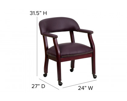 BLNK™ Diamond LeatherSoft Conference Chair with Accent Nail Trim and Casters - Burgundy