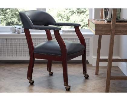 BLNK Sarah Vinyl Luxurious Conference Chair with Accent Nail Trim and Casters