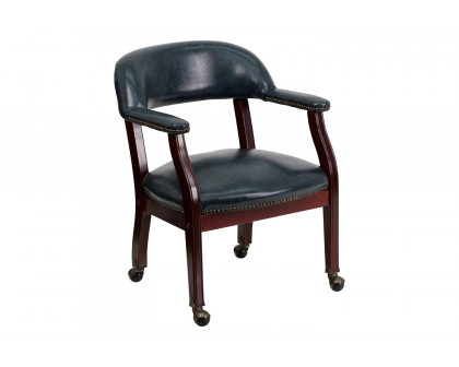 BLNK™ Sarah Vinyl Luxurious Conference Chair with Accent Nail Trim and Casters - Navy